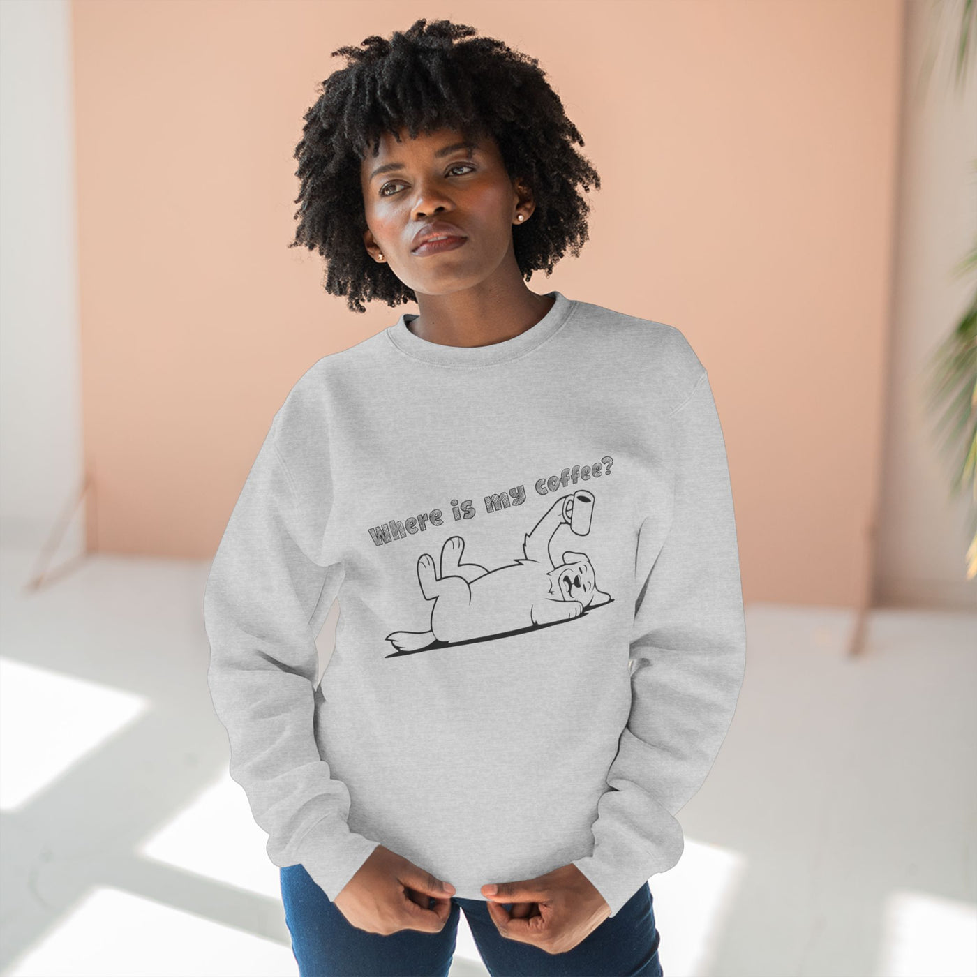 "Where is my coffee?" Dog Outline style 1 Unisex Crewneck Sweatshirt