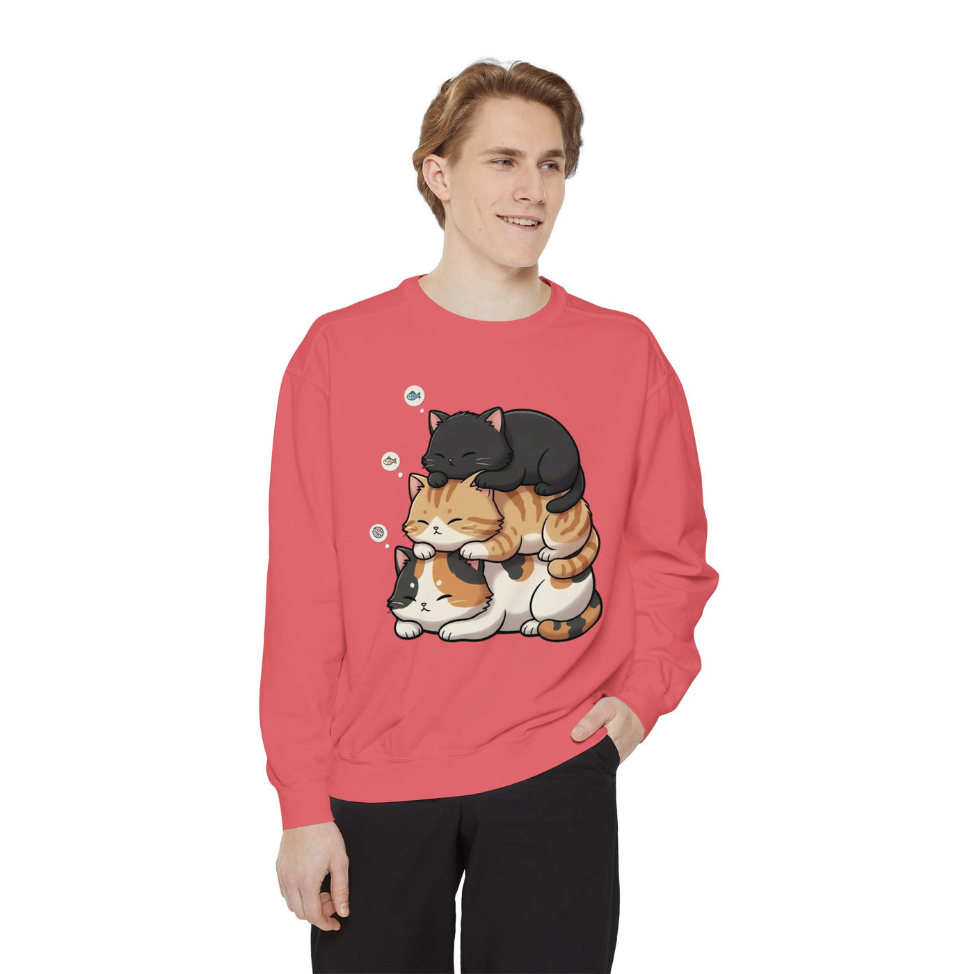 3 Cute Sleeping Cats style 8 Cozy Graphic Unisex Crewneck Sweatshirt