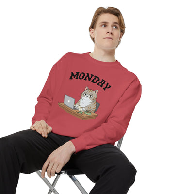 Monday Face Cat Stares Blankly Unisex Crewneck Sweatshirt style 4