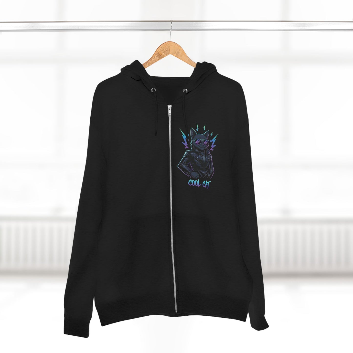 Cool Cat Streetwear Graphic Unisex Zip Hoodie