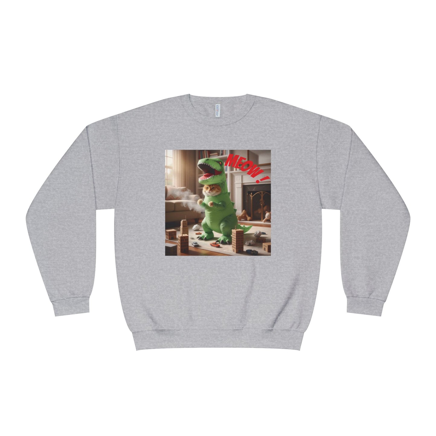 Tyrannosaurus Cat at home Unisex NuBlend Crewneck Sweatshirt
