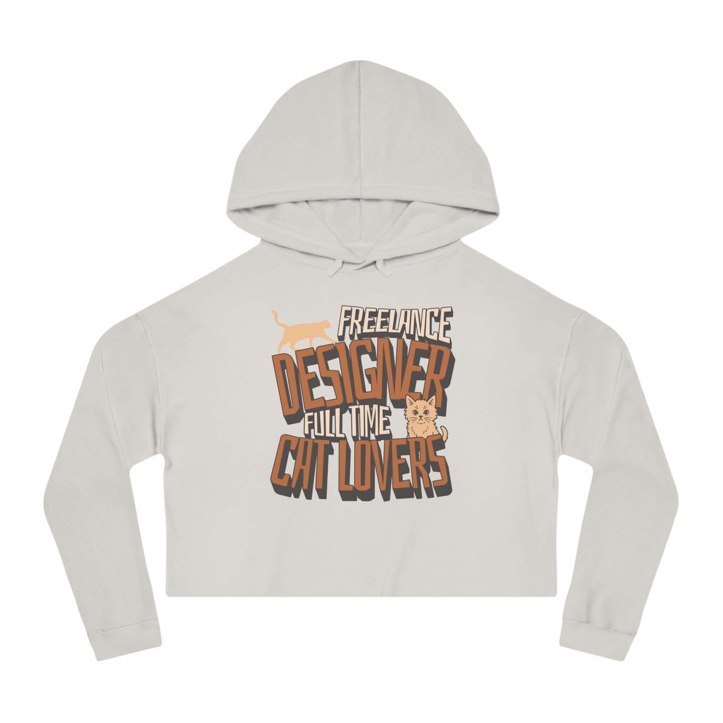 Full Time Cat Lovers - Cat Graphic Women Cropped Hoodie featuring playful design in soft fabric.