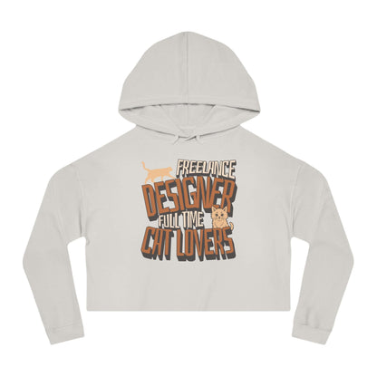 Full Time Cat Lovers - Cat Graphic Women Cropped Hoodie featuring playful design in soft fabric.