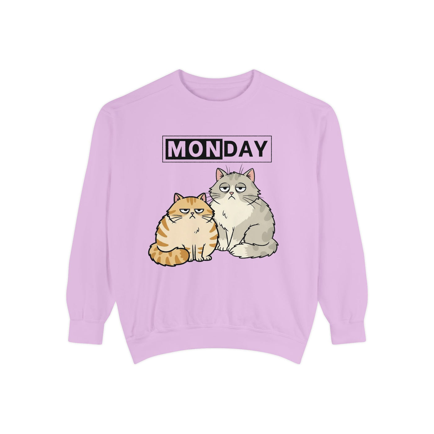 Monday Face Cat Stares Blankly Unisex Crewneck Sweatshirt style 1
