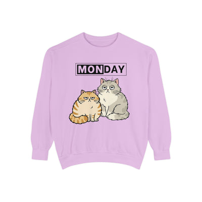 Monday Face Cat Stares Blankly Unisex Crewneck Sweatshirt style 1