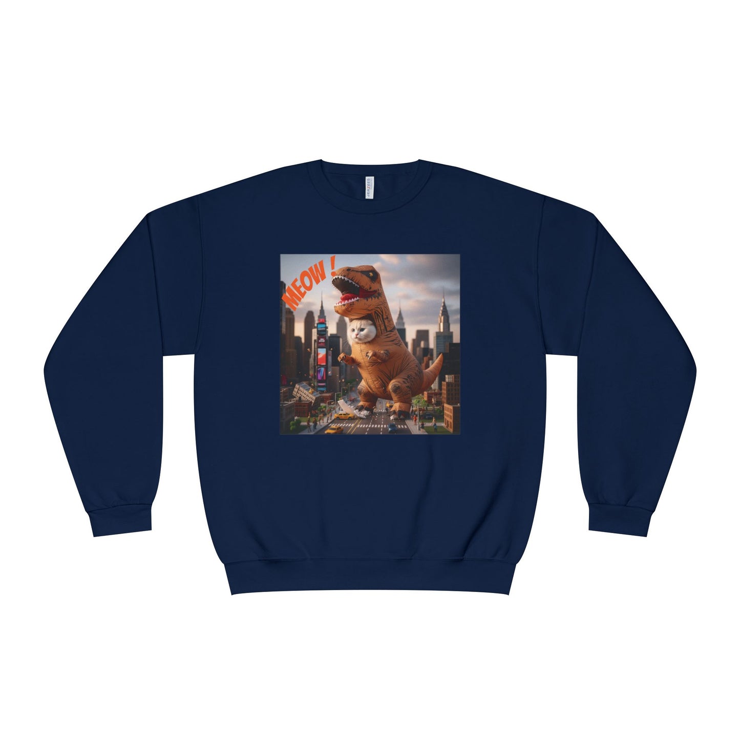 Tyrannosaurus Cat in city Unisex NuBlend Sweatshirt style 1