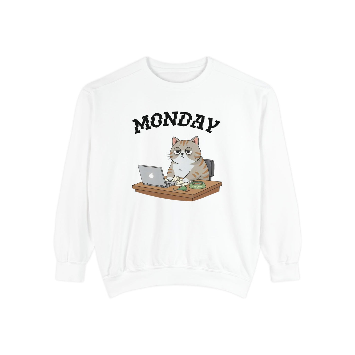 Monday Face Cat Stares Blankly Unisex Crewneck Sweatshirt style 4