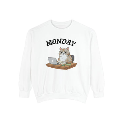 Monday Face Cat Stares Blankly Unisex Crewneck Sweatshirt style 4