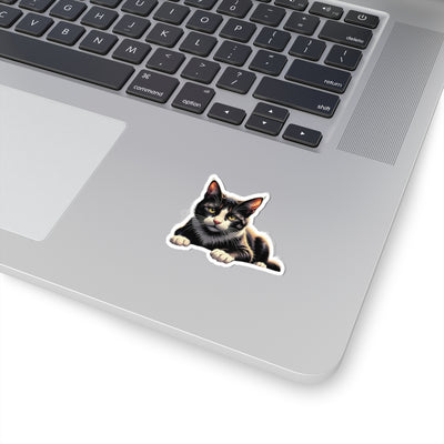 Cute Cat Kiss-Cut Stickers, Black Cat Vinyl Decals for Pet Lovers, Laptop Stickers, Cat Lover Gifts, Custom Pet Stickers