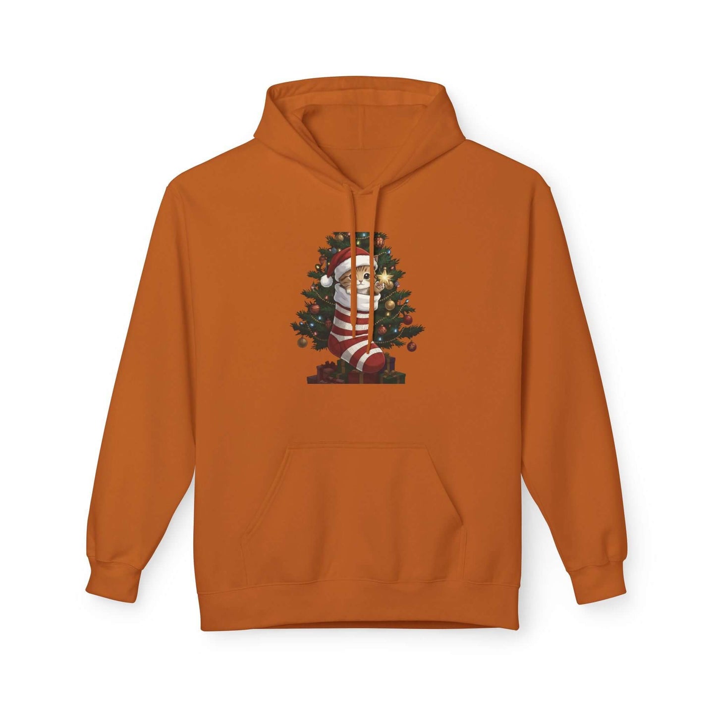 Kitten hiding in Christmas stocking Unisex Fleece Hoodie style 3