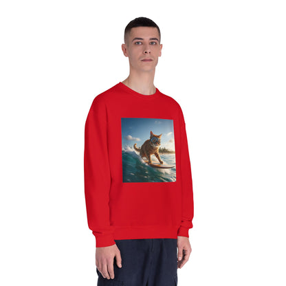 Surfing Cat Unisex NuBlend Crewneck Sweatshirt style 1