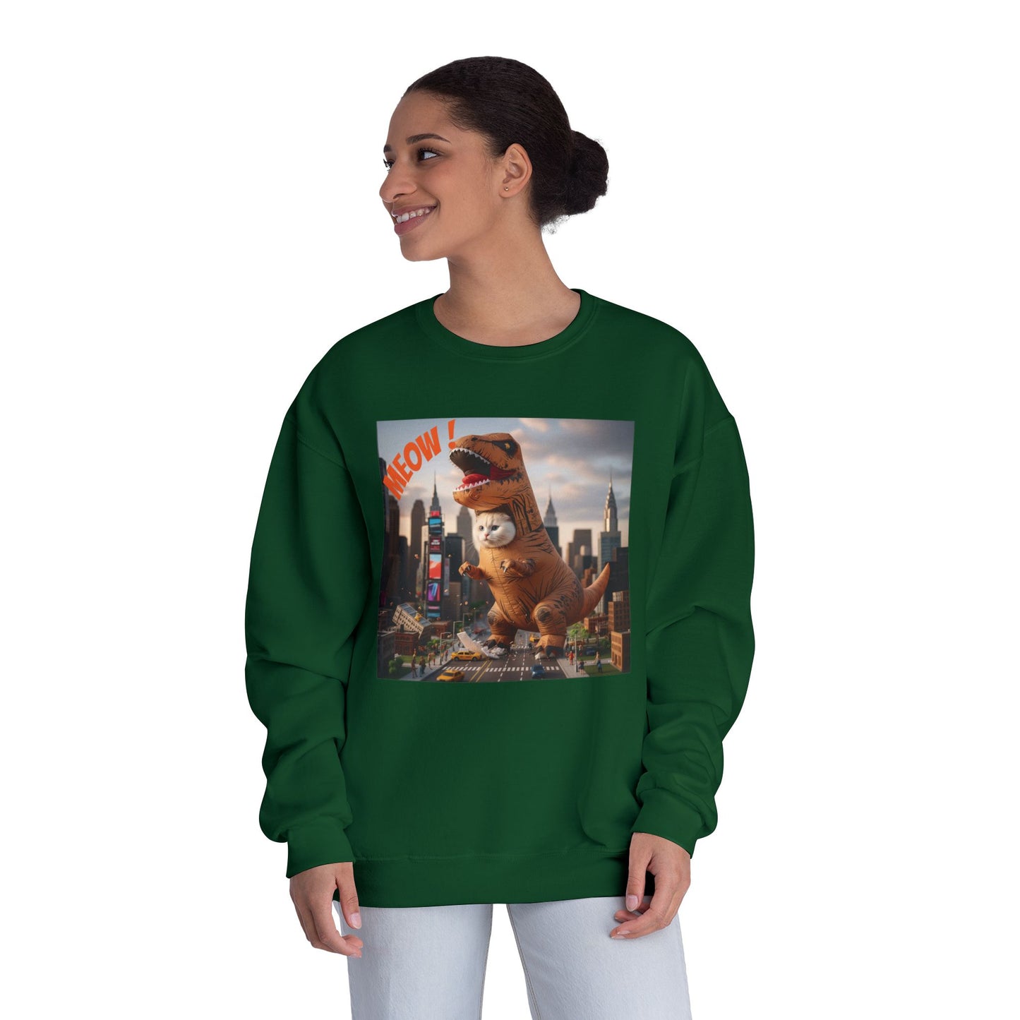 Tyrannosaurus Cat in city Unisex NuBlend Sweatshirt style 1