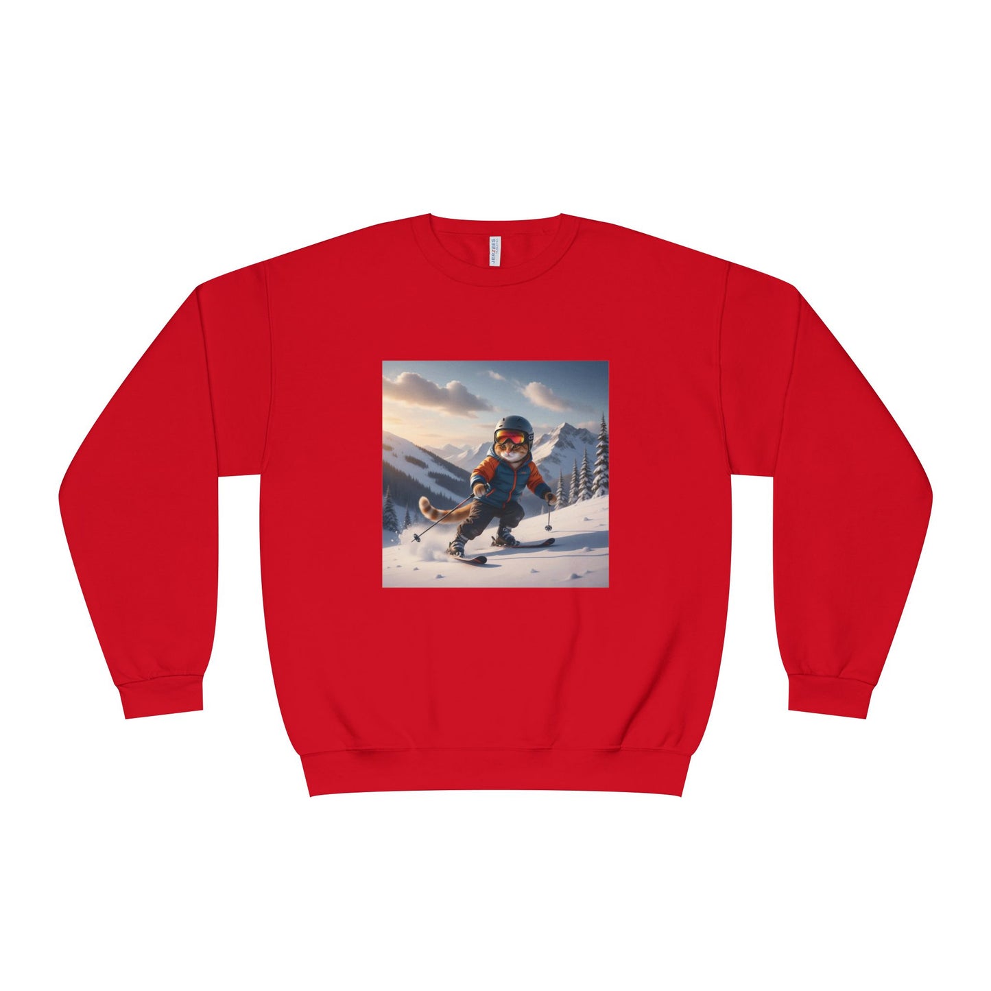 Skiing Cat Graphic Unisex NuBlend Crewneck Sweatshirt