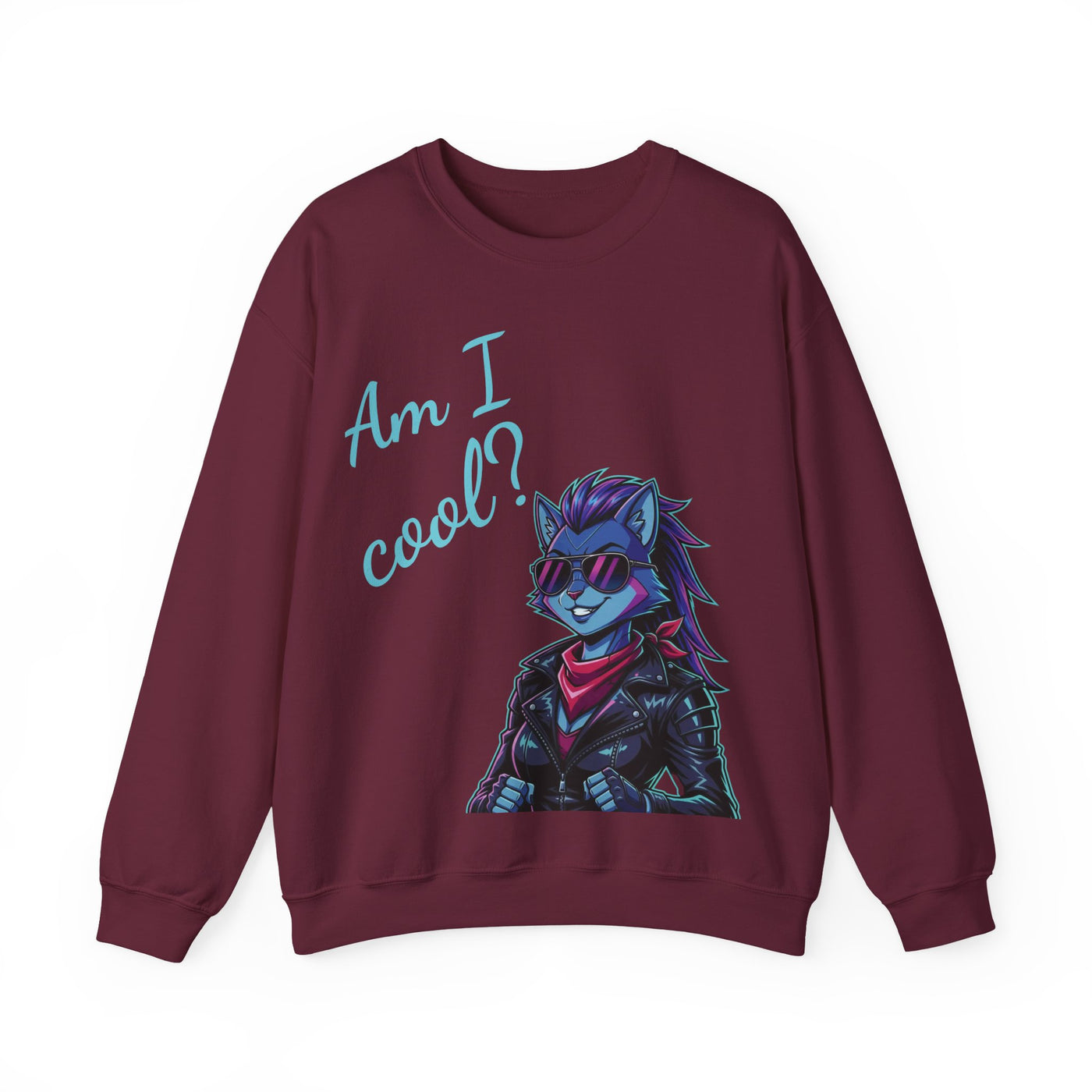 Cool Cat style 2 Unisex Crewneck Sweatshirt | Cozy Gift for Cat Lovers, Casual Wear, Unique Graphic Sweatshirt, Birthday Gift, Everyday Style