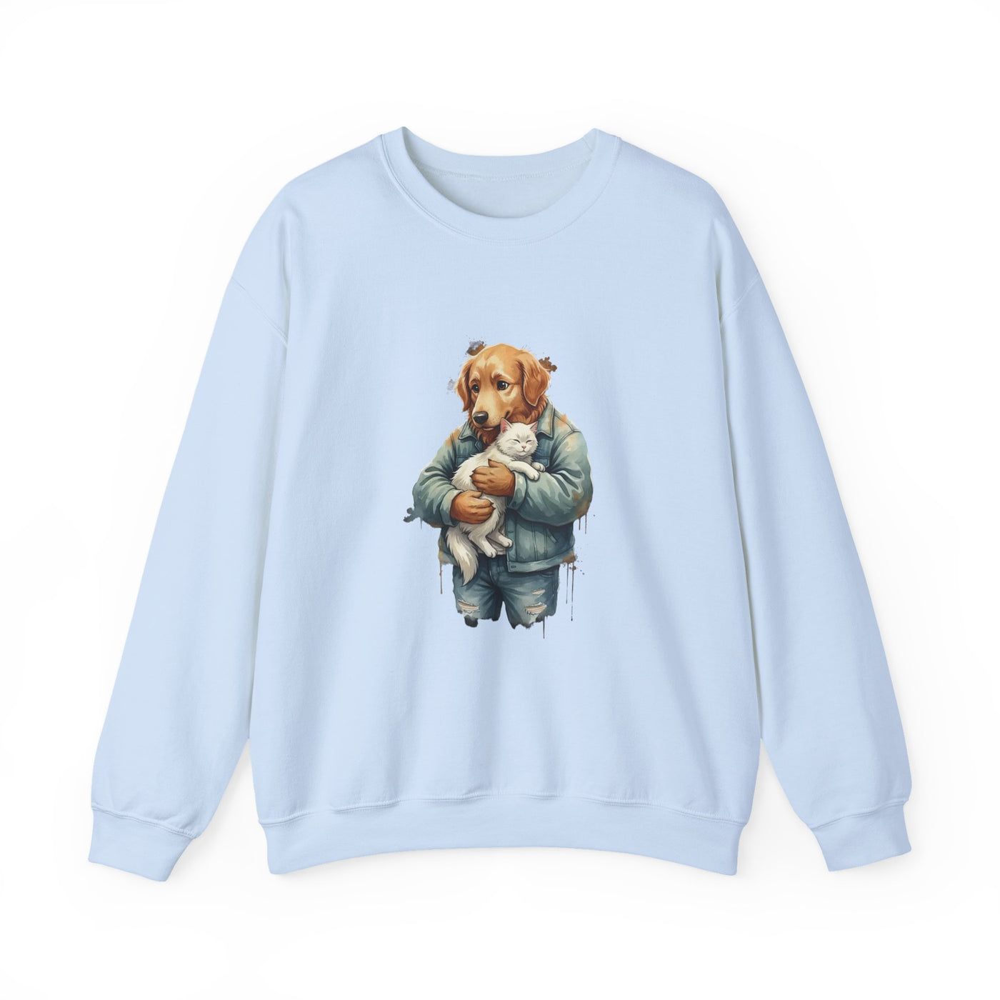 Watercolor painting style 12 Men & Women Cute Cat Pile Crewneck Sweatshirt
