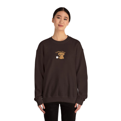 Coffee Time Dog Embroidered style 1 Unisex Crewneck Sweatshirt