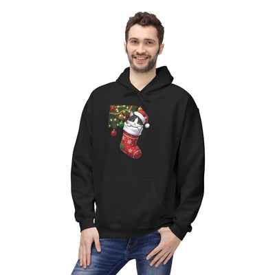 Adorable kitten hiding in Christmas stocking style 1 Cozy Graphic Unisex Midweight Softstyle Fleece Hoodie