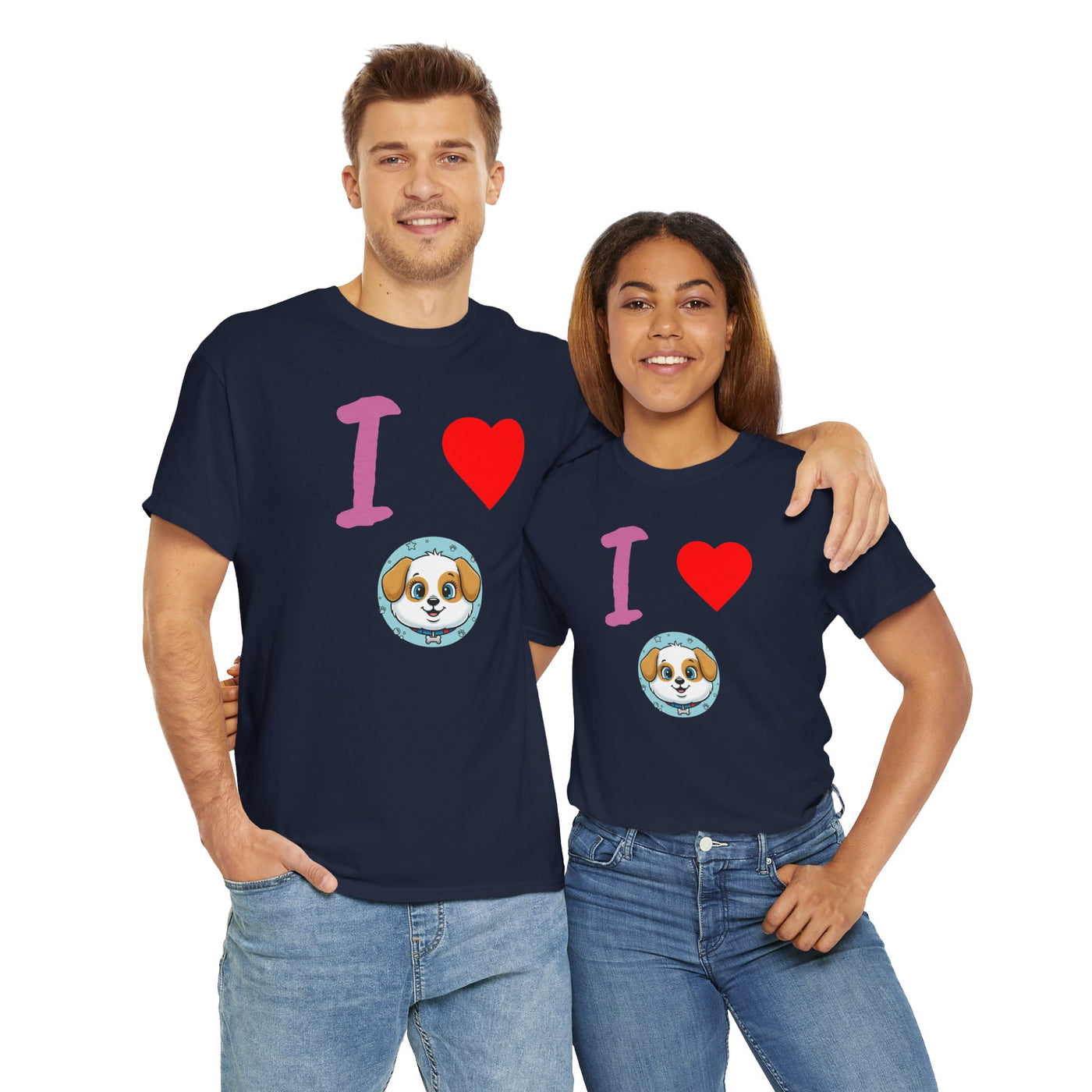 I Love Dogs in Love Unisex Tee - Cute Dog T-Shirt for Pet Lovers, Dog Owners, Sports Enthusiasts, Gifts for Animal Lovers, Casual Everyday Wear