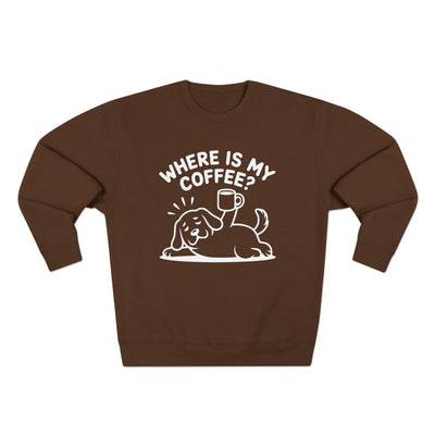 "Where is my coffee?" Dog Outline style 2 Unisex Crewneck Sweatshirt