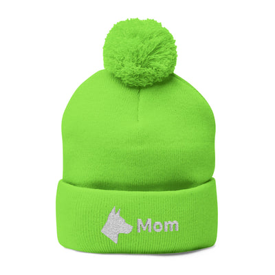Embroidered Dog Mom Pom-Pom Knit Cap