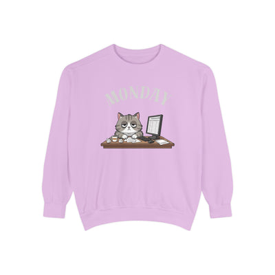 Monday Face Cat Stares Blankly Unisex Crewneck Sweatshirt style 5