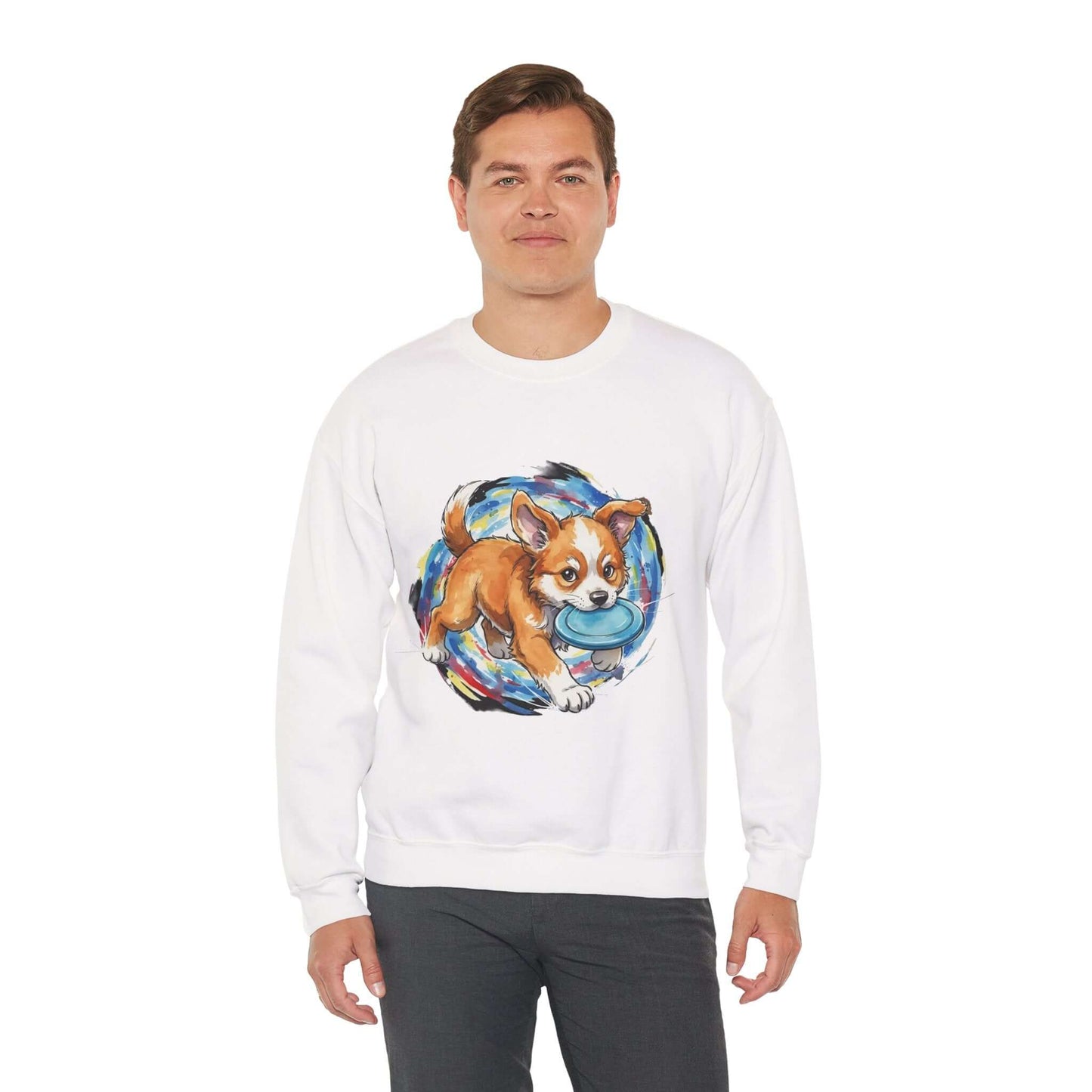 Watercolor Dog painting Unisex Crewneck Sweatshirt style 4