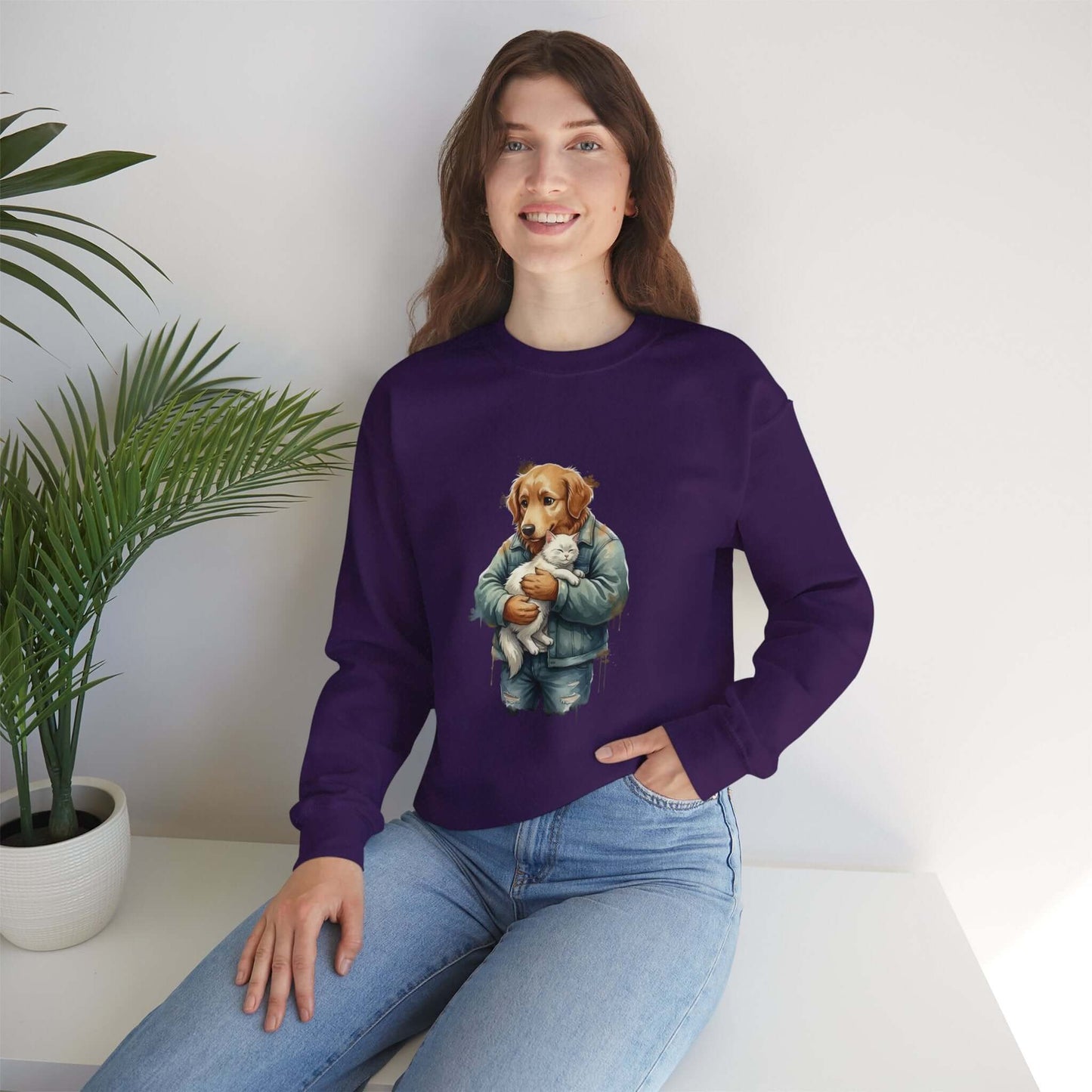 Watercolor Dog painting Unisex Crewneck Sweatshirt style 6
