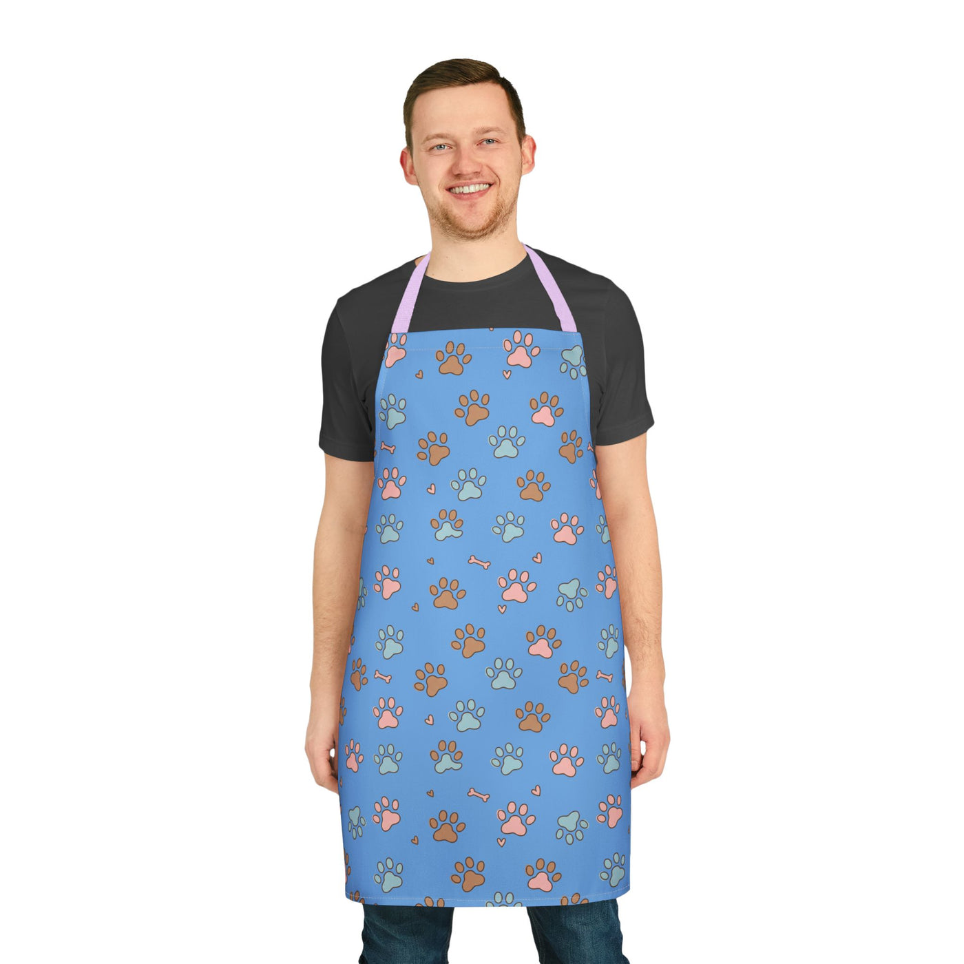 Cute Pet Lover's Apron with 5-Color Straps, Dog Paw Print Kitchen Apron, Gift for Animal Lovers, Cooking Accessory, Pet-Themed Gift