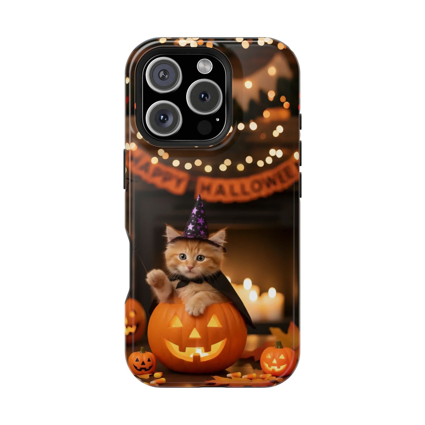Halloween cute kitten photo style 4 Magnetic Phone Case, Cat Lover Gift, Impact-Resistant iPhone Case, Funny Pet Accessory, Unique Animal Design