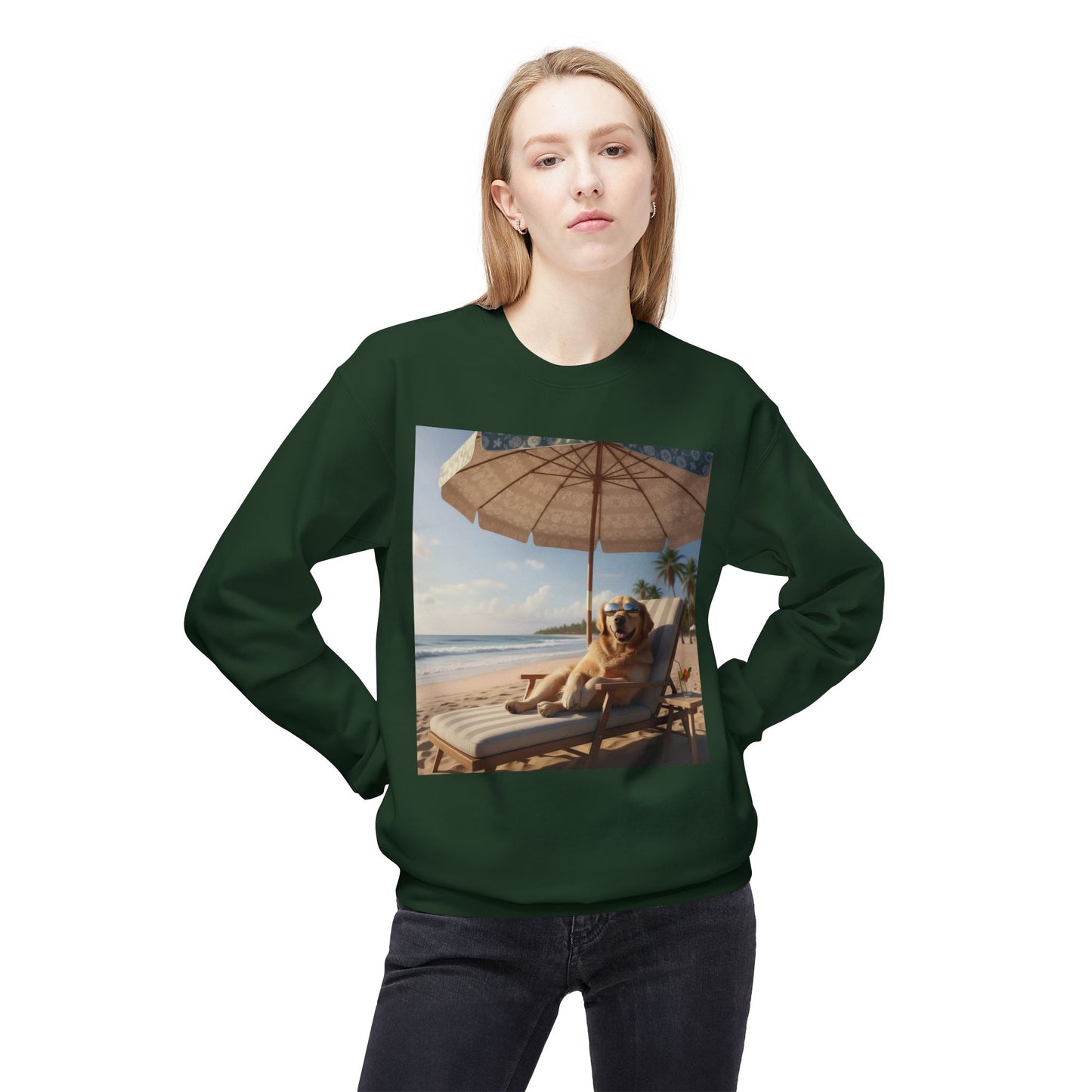 Beach Vibes Dog Graphic Unisex Crewneck Sweatshirt