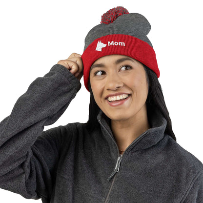 Embroidered Dog Mom Pom-Pom Knit Cap