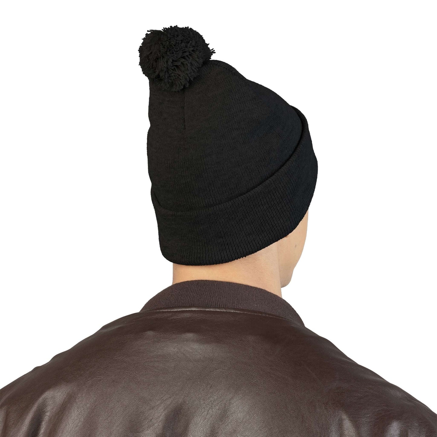 Embroidered Dog Mom Pom-Pom Knit Cap