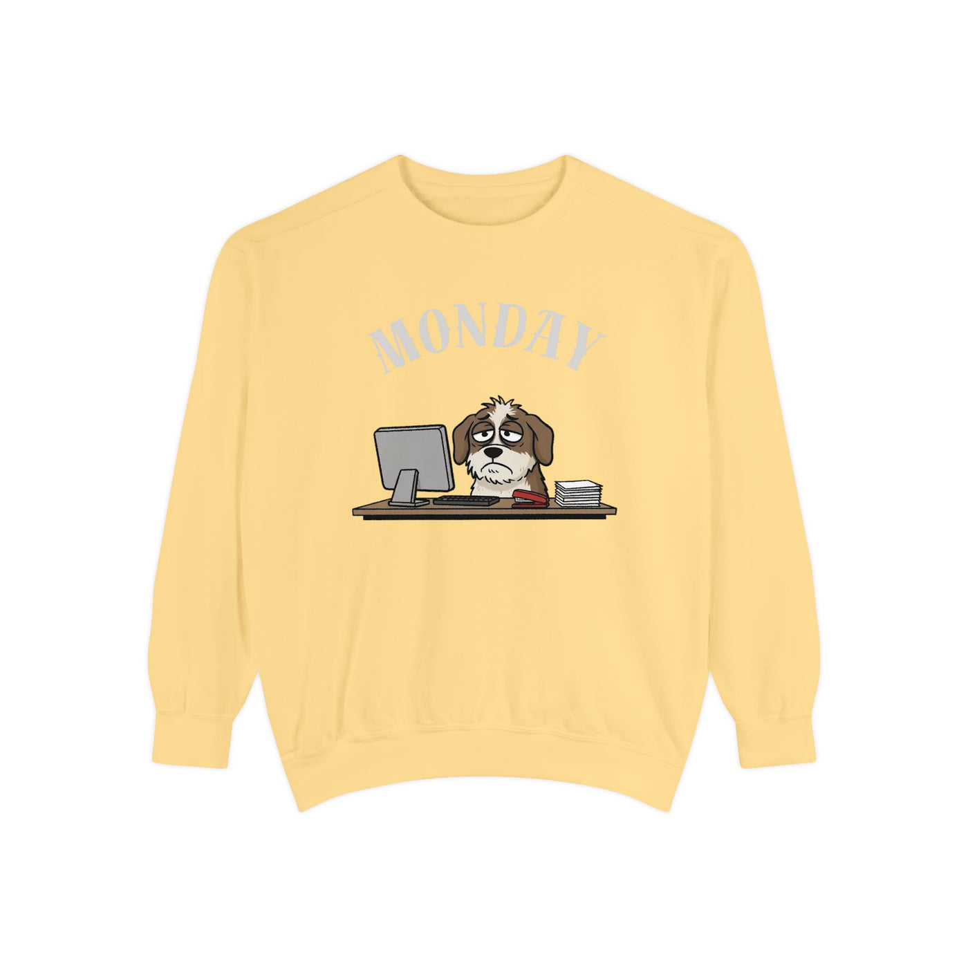 Monday Face Dog Stares Blankly Unisex Crewneck Sweatshirt style 5