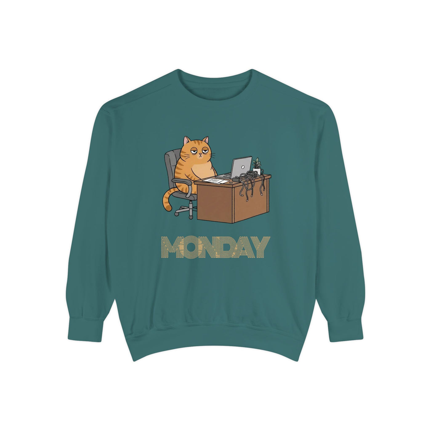 Monday Face Cat Stares Blankly Unisex Crewneck Sweatshirt style 3