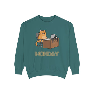 Monday Face Cat Stares Blankly Unisex Crewneck Sweatshirt style 3