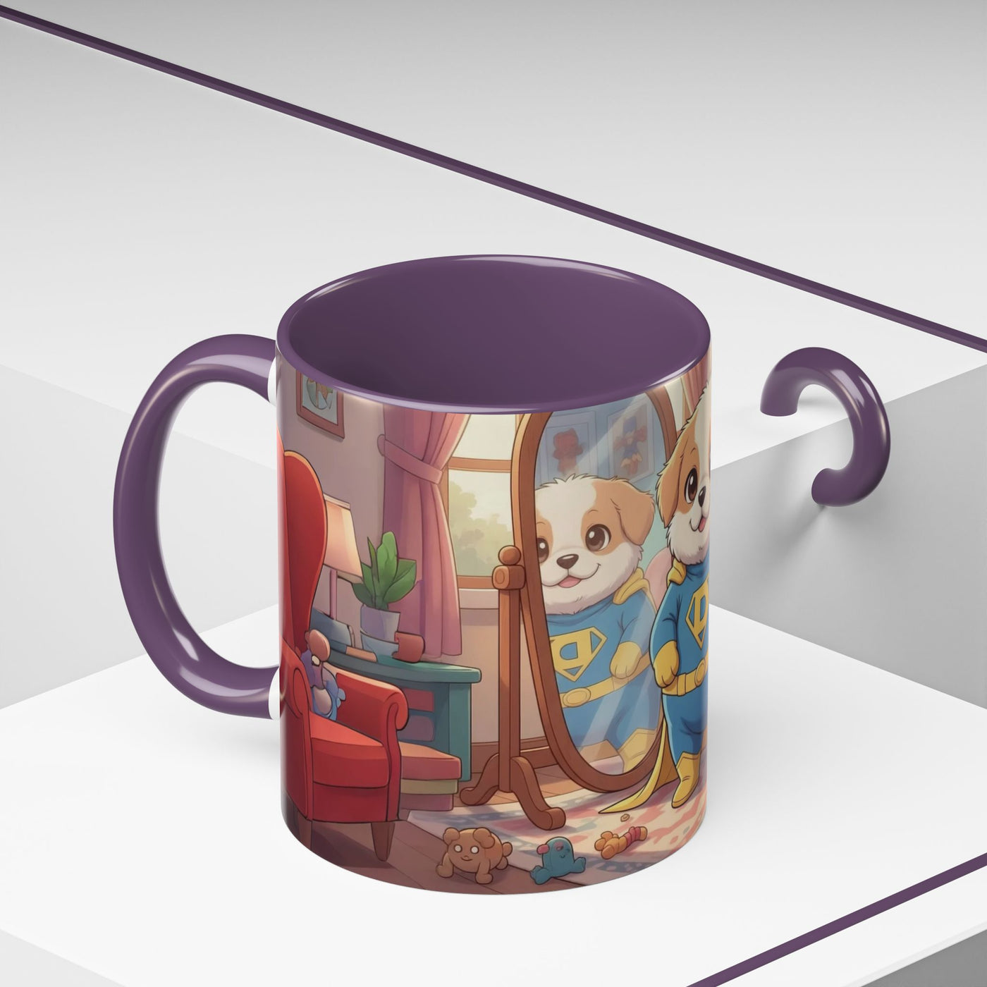 Super Pup Coffee Mug - Cute Puppy in Superhero Costume Accent Mug 11oz