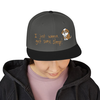 I just wanna get some sleep Embroidered Cute Puppy Snapback Hat