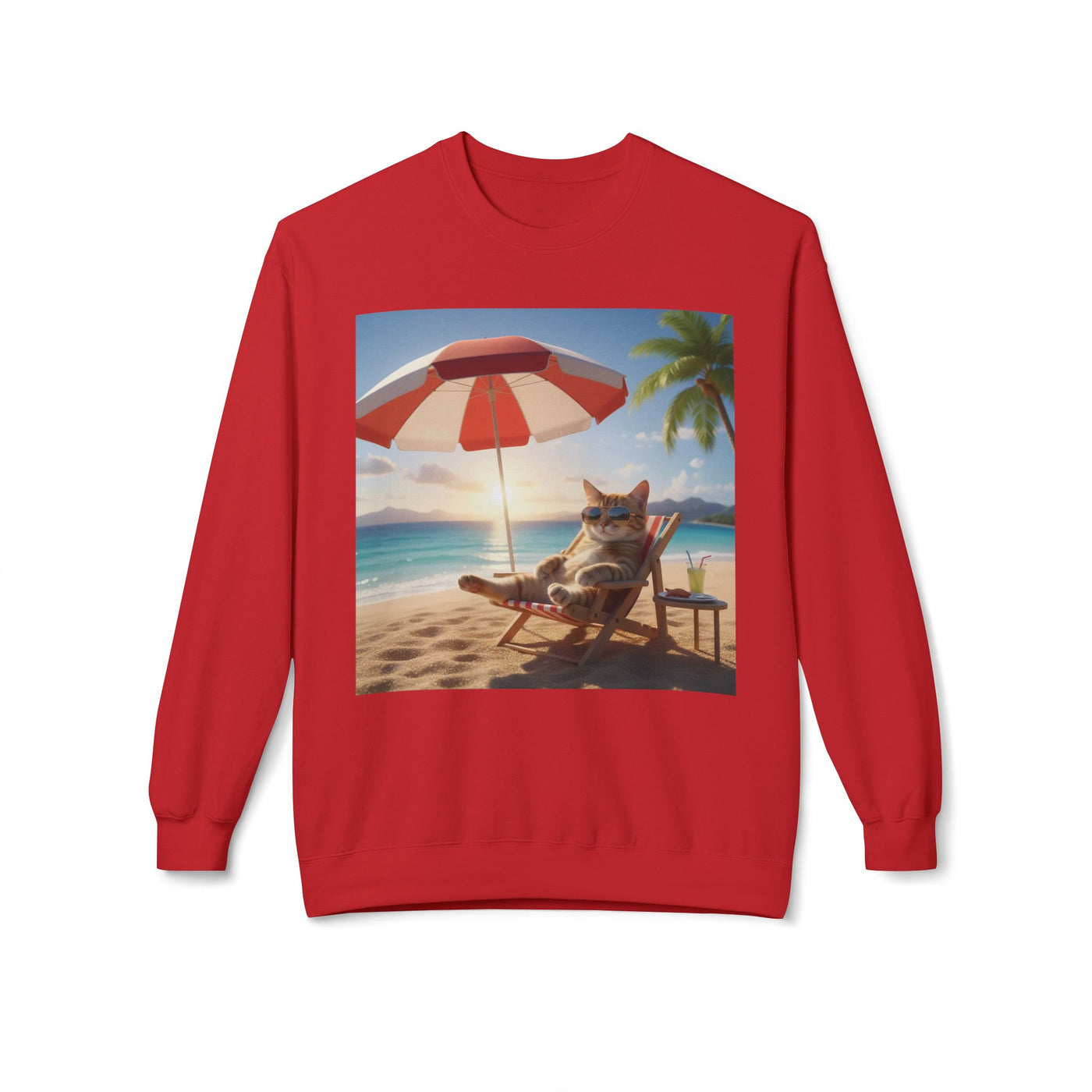 Beach Vibes Cat Crewneck Sweatshirt