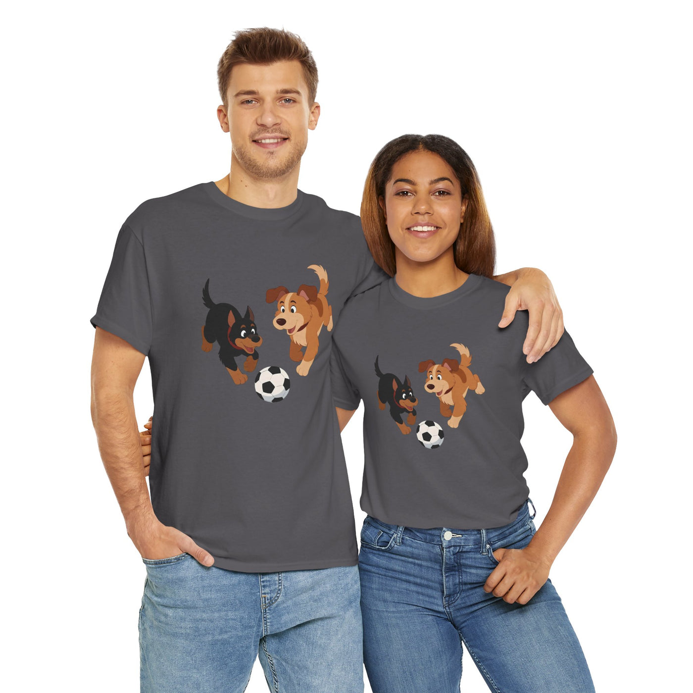 Playful Puppy Soccer Unisex Tee - Cute Dog T-Shirt for Pet Lovers, Dog Owners, Sports Enthusiasts, Gifts for Animal Lovers, Casual Everyday Wear