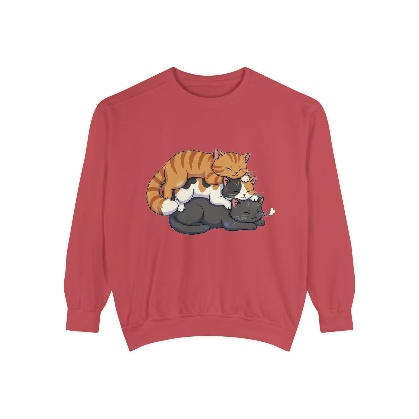 3 Cute Sleeping Cats Cozy Graphic Unisex Crewneck Sweatshirt style 6