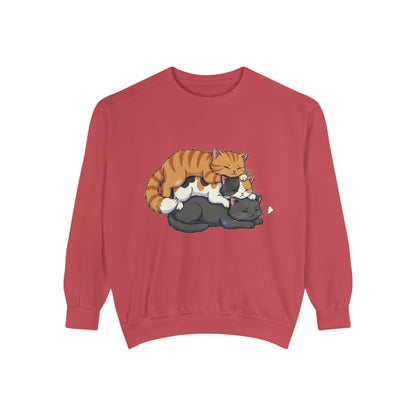 3 Cute Sleeping Cats Cozy Graphic Unisex Crewneck Sweatshirt style 6