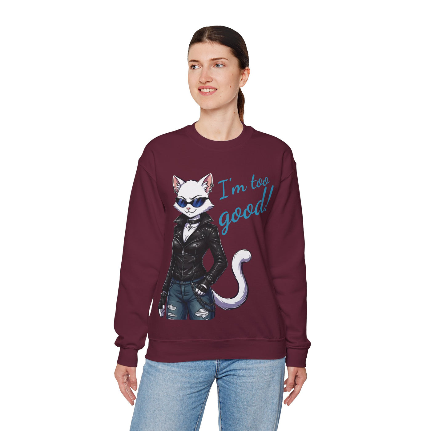 Cool Cat style 3 Unisex Crewneck Sweatshirt | Cozy Gift for Cat Lovers, Casual Wear, Unique Graphic Sweatshirt, Birthday Gift, Everyday Style