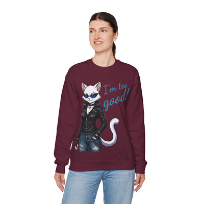 Cool Cat style 3 Unisex Crewneck Sweatshirt | Cozy Gift for Cat Lovers, Casual Wear, Unique Graphic Sweatshirt, Birthday Gift, Everyday Style