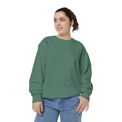 Sleeping dog shadow Cozy Graphic Unisex Crewneck Sweatshirt - Blue