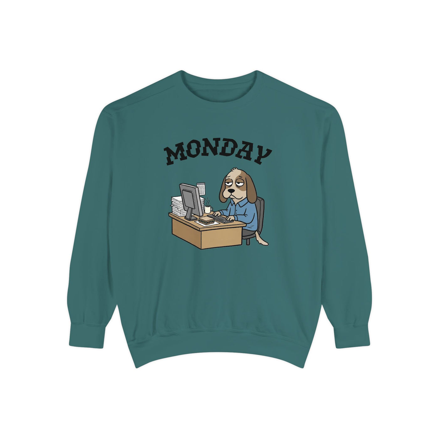 Monday Face Dog Stares Blankly Unisex Crewneck Sweatshirt style 4