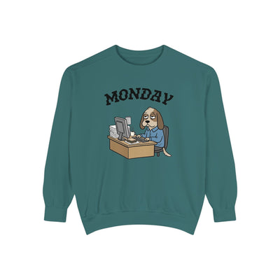Monday Face Dog Stares Blankly Unisex Crewneck Sweatshirt style 4