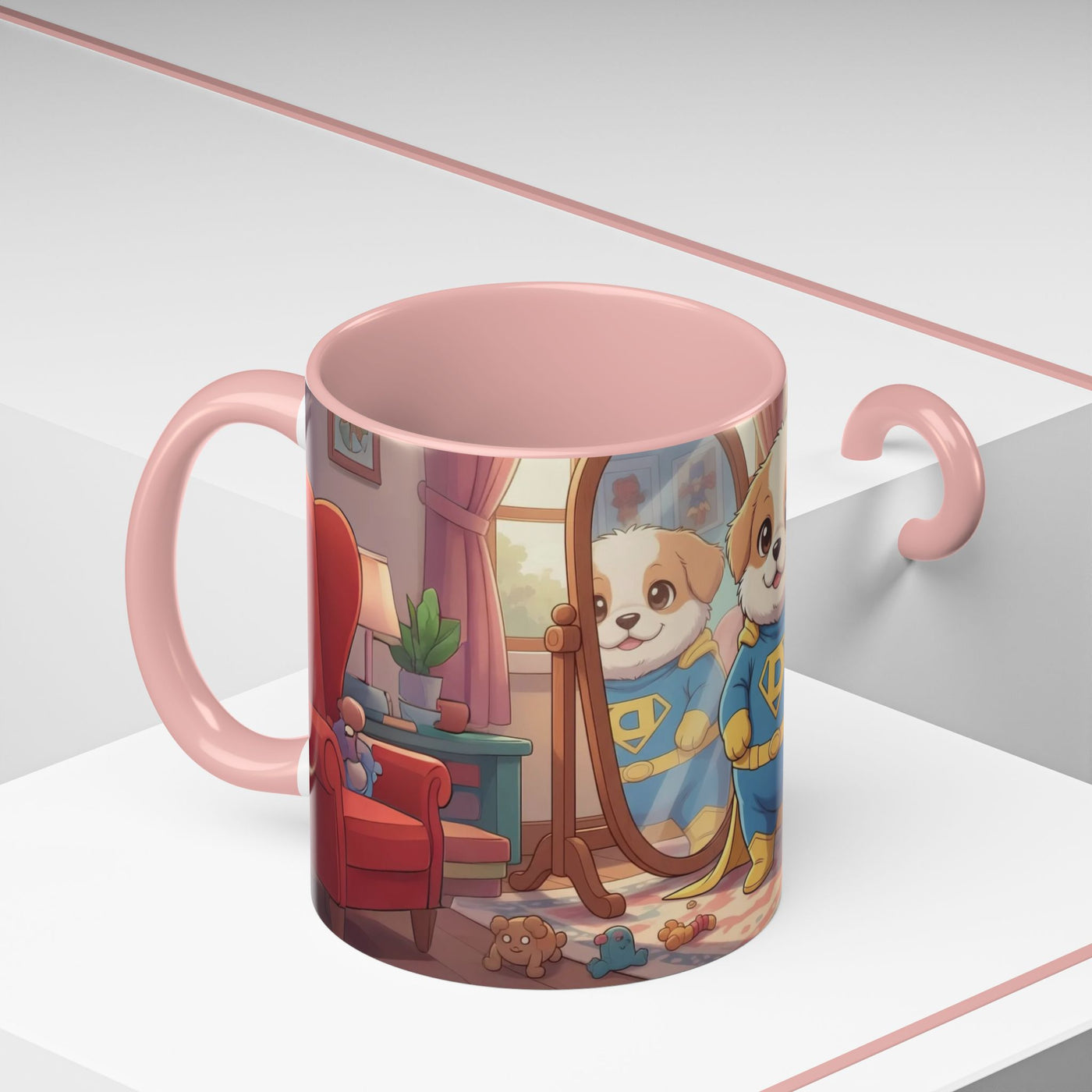 Super Pup Coffee Mug - Cute Puppy in Superhero Costume Accent Mug 11oz