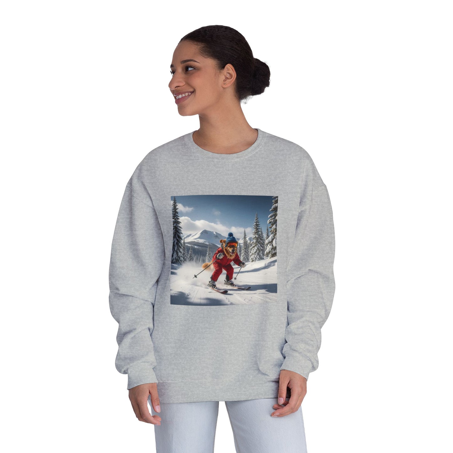 Skiing Dog Graphic Unisex NuBlend Crewneck Sweatshirt