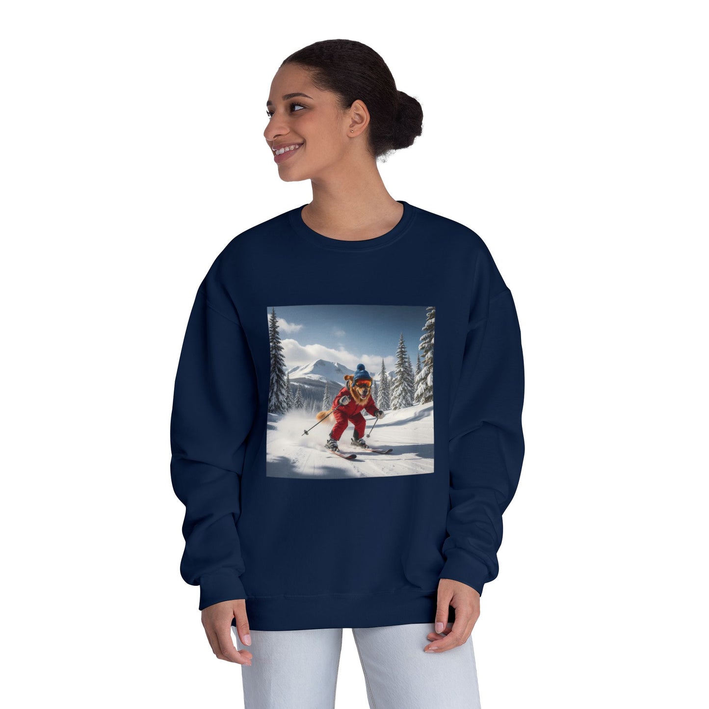Skiing Dog Graphic Unisex NuBlend Crewneck Sweatshirt