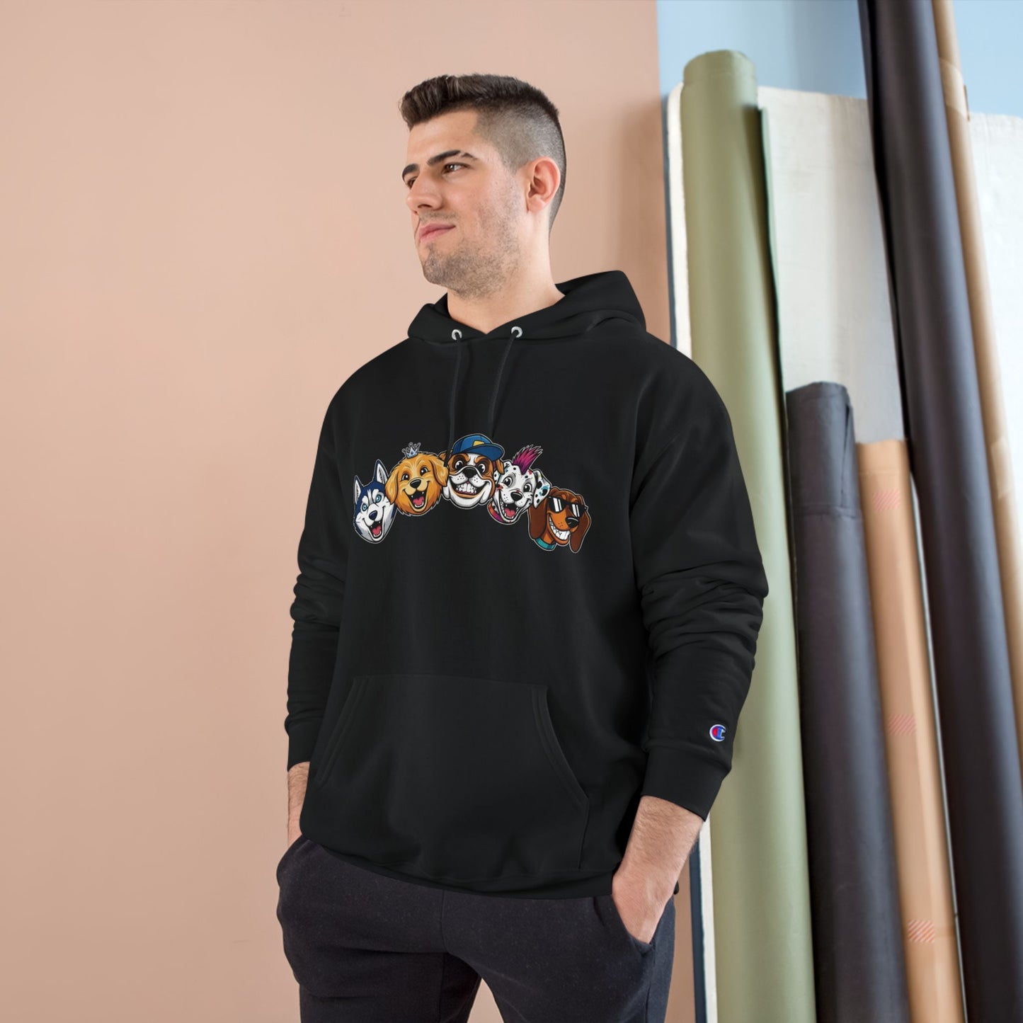 Playful Dog Faces Cozy Unisex Champion Pullover Hoodie